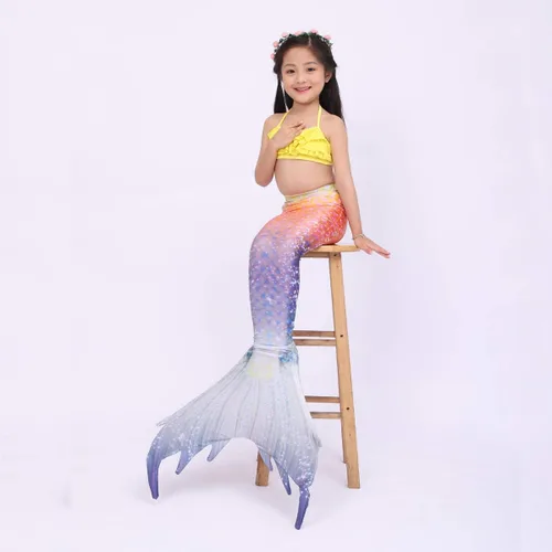 Vista 7 de Gesikai01 Juego de 6 piezas de traje de baño de sirena para natación, traje de sirena, traje de baño para niñas, regalo de cumpleaños de 3 a 12 años