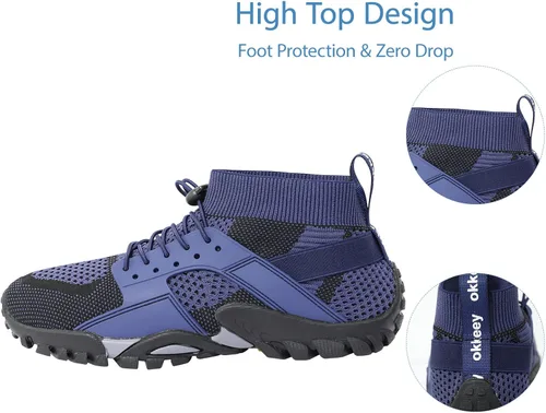 Vista 3 de Mens Womens Water Hiking Shoes Trail Running Shoes High Top Slip Resistant Swim Wading Shoes Barefoot Aqua for Beach Sailing Orthopedic Walking