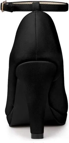Vista 3 de Allegra K Zapatos de tacón de aguja con correa de tobillo y punta redonda para mujer