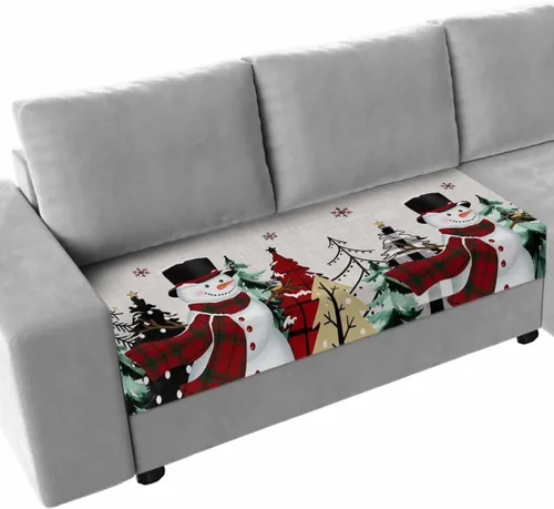 Vista 15 de Fundas de cojín elásticas para sofá de Navidad, diseño de muñeco de nieve, seccional/individual/en forma de L, protector de muebles con parte