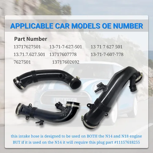 Vista 2 de NOVAPARTS 13717627501 Turbo manguera de entrada de aire para 2010-2015 Mini Cooper Countryman Paceman Clubman S R55 R56 R57 R58 R59 R60 R61 N18