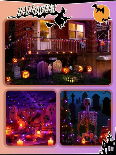 Vista 5 de 50 luces LED C6 solares de Halloween al aire libre 16FT cadena de luces