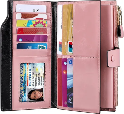Vista 4 de Itslife cartera de cuero para mujer, 3rosa, Classic