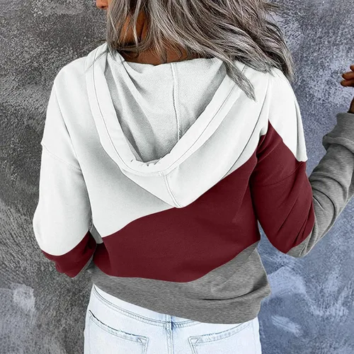 Vista 147 de Sudaderas con capucha para mujer, con cuello de botón, sin botones, con cordón, manga larga, lindas, ropa para adolescentes y niñas