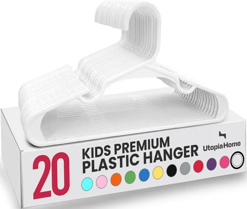 Vista 31 de Utopia Home - Perchas para niños, paquete de 20 perchas para armario de bebé de 11.5 pulgadas, color rosa bebé Perchas de plástico para bebés Se