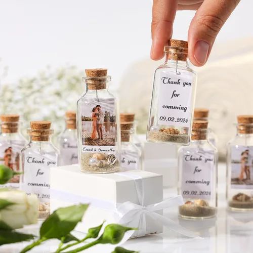 Vista 8 de Recuerdos de boda con foto personalizada para invitados - Recuerdos de fiesta en la playa personalizados - Regalos de recepción de bodas de destino