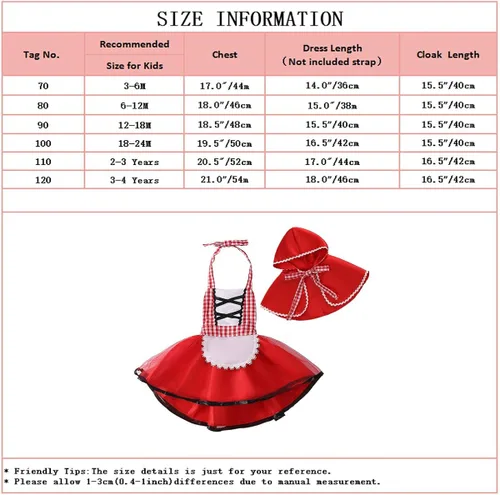 Vista 6 de DYMCII Disfraz de capucha roja para bebé Halloween Navidad cumpleaños elegante cosplay tutú con capa Rojo