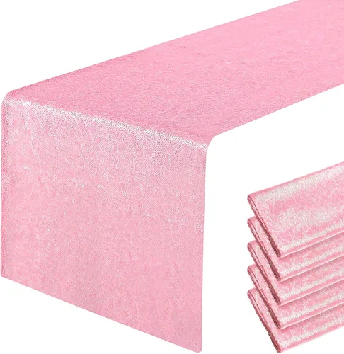 Vista 73 de Pufogu - Camino de mesa de lentejuelas brillantes de 12 x 72 pulgadas para fiestas de cumpleaños, decoración de bodas, despedidas de soltera