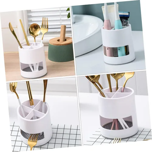 Vista 6 de SHOWERORO Soporte para palillos, almacenamiento de drenaje, caja de palillos, estante ventilado, organizador de escritorio de cocina y baño