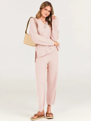 Vista 3 de ANRABESS Conjunto de 2 piezas para mujer, conjunto de suéter holgado holgado de punto de gran tamaño, conjunto de ropa de descanso a juego de moda
