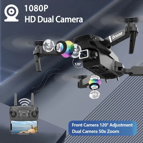Vista 2 de MOCVOO Dron con cámara dual para adultos y niños, cuadricóptero RC plegable para principiantes, dron de juguete, video FPV 1080P, 3