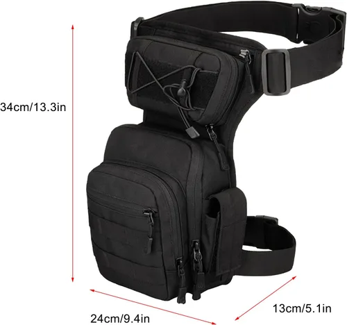 Vista 4 de kingsea Bolsa táctica de pierna caída, impermeable, bolsa táctica para muslos, bolsa multifuncional para mujeres y hombres, bicicleta, motocicleta