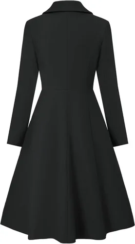 Vista 2 de CURLBIUTY - Abrigo largo de invierno, con doble botonadura, de lana para mujer