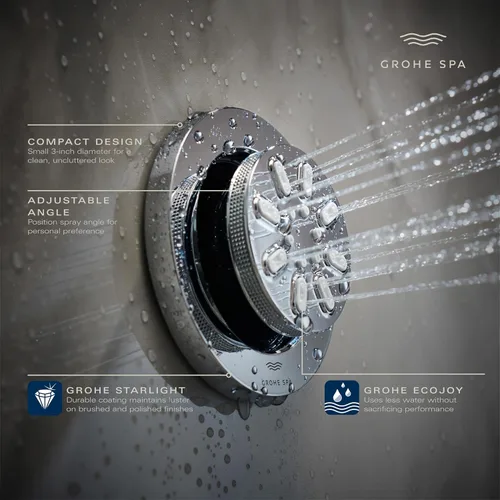 Vista 5 de GROHE 26844000 Spray corporal Rainshower, redondo, cromo, 0.9 GPM, 2 pulverizadores