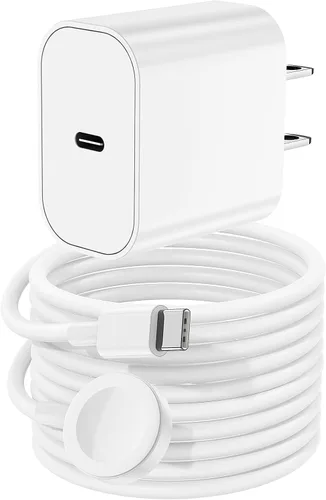 Vista 12 de Cargador USB C para Apple Watch, [certificado MFi] Cargador magnético rápido para iPhone, cable de carga USB C de 6 pies de largo y bloque