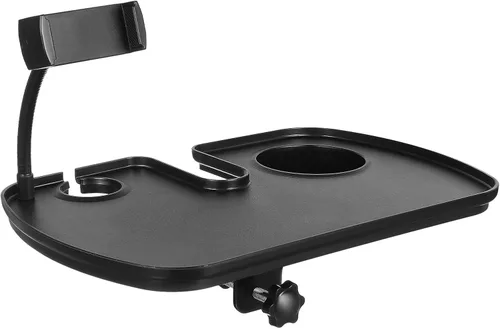 Vista 8 de Toyvian Bandeja universal para micrófono con soporte para bebidas, soporte de micrófono ajustable, soporte de teléfono para transmisión en vivo