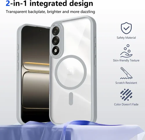 Vista 635 de Funda magnética transparente compatible con Xiaomi 17T, color negro 2 en 1 PC + TPU cubierta de teléfono a prueba de golpes, carcasa protectora