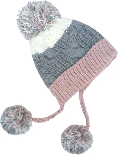 Vista 5 de HUAMULAN Gorro de invierno para mujer, con orejeras, con solapas, sherpa, esquí, nieve, forro polar, 3 pompones
