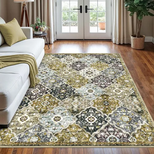 Vista 22 de KILOCOCO Alfombra marroquí pequeña, de 2 x 3 pies, color negro/dorado, súper suave, lavable, para interiores, vintage, lavable, antideslizante