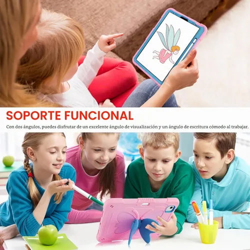 Vista 5 de Funda para iPad Air de 5ª/4ª generación con protector de pantalla, funda para iPad Pro de 11 pulgadas, correa de soporte de mariposa, lindas