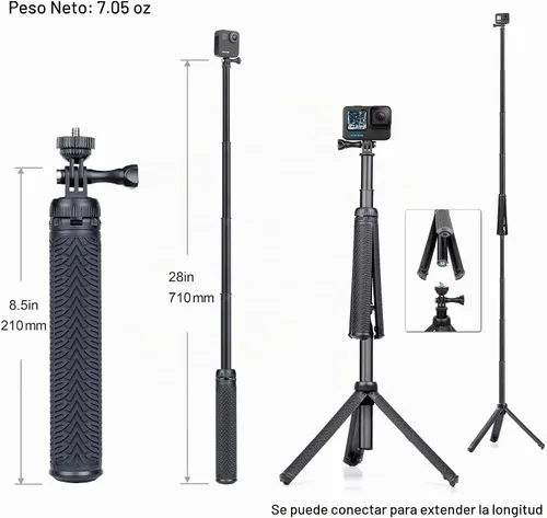 Vista 4 de GEPULY Palillo subacuático de aluminio del selfie del trípode impermeable 71 cm