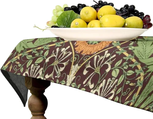 Vista 158 de Mantel Floral Retro de Pájaros, Diseño Original Bohemio William Morris Estampado Cubierta de Mesa para Hogar Picnic Fiesta Comedor Cocina William