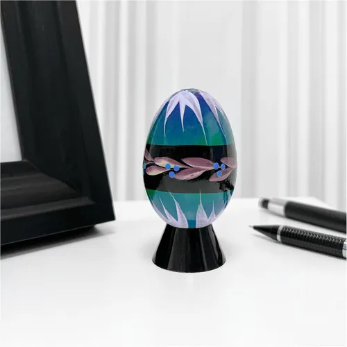 Vista 4 de Plymor Soporte de exhibición acrílico negro con forma de huevo, mármol, bola o esfera, 0.75 pulgadas de alto x 1.25 pulgadas de ancho (paquete de 6)
