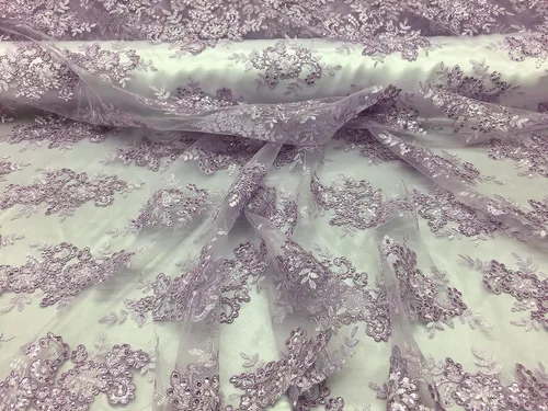 Vista 13 de Valentina Textil Lentejuelas Tela de encaje con adornos en malla VT-012 (1 yarda, azul bebé)