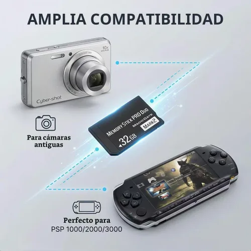 Vista 5 de Tarjeta de memoria original de 32 GB Pro Duo Mark2 compatible con PSP 1000 2000 3000 y accesorios de cámara Tarjeta de almacenamiento - Alta