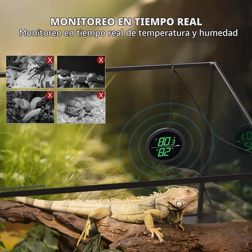 Vista 4 de PAIZOO Termómetro digital LED para reptiles y medidor de humedad Higrómetro para accesorios de tanque de serpientes - Fuente de alimentación USB