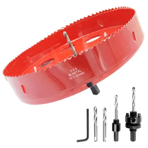 Vista 45 de Broca bimetálica para taladro, cortador de orificios HSS con eje para madera y metal