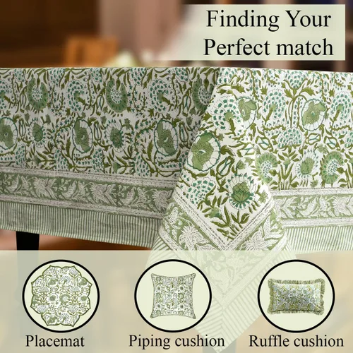 Vista 8 de CPC - Mantel rectangular 100% algodón con estampado de ágata verde, 54 x 54 Mantel decorativo hecho a mano lavable y reutilizable para mesa