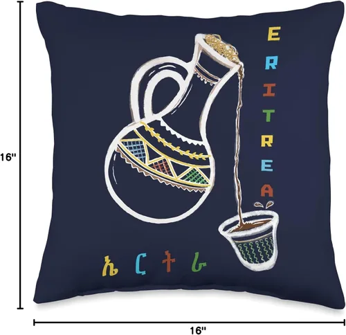 Vista 4 de ManarGallery Love Eritrea Jabena Habesha Coffee Pride Eritrean - Almohada de 16 x 16 pulgadas, multicolor