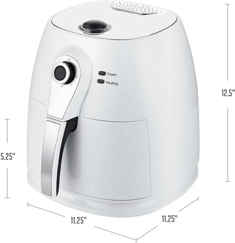 Vista 6 de OVENTE Freidora de aire compacta, olla caliente eléctrica de 3.2 cuartos de galón con potencia de 1400 W, temperatura ajustable, apagado automático