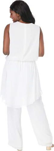 Vista 3 de Jessica London - Pantalón de pierna ancha para mujer, talla grande, 2 piezas