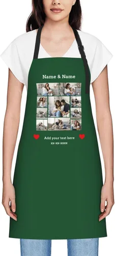 Vista 60 de Delantales personalizados para mujer, diseño de delantal de chef ajustable con nombre, textos, fotos, flores, regalos para el día de la madre
