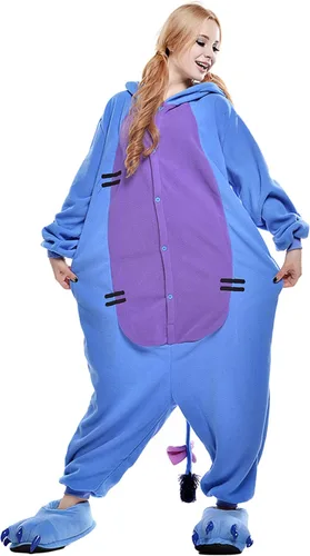 Vista 6 de VU ROUL Disfraces de Halloween para mujeres y hombres, Eeyore, mameluco unisex para adultos, pijamas de fiesta de animales de Navidad