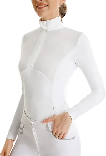 Vista 2 de TrustBreech Hecho en Estados Unidos camisa de rendimiento de secado rápido para mujer, chaqueta de manga larga para equitación