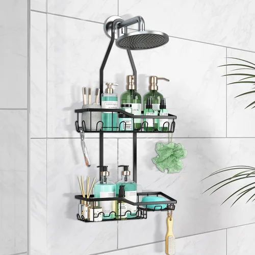 Vista 9 de Organizador de ducha colgante, organizador de ducha antioxidante, organizador de ducha de 2 niveles para colgar en el baño, antideslizante