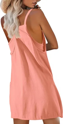 Vista 6 de Nirovien Vestido de tenis para mujer, mini vestido de entrenamiento con pantalones cortos, sin mangas, tirantes delgados, vestidos atléticos de golf