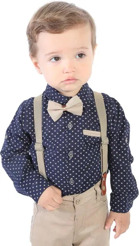 Vista 8 de Lilax Conjunto de pantalón de esmoquin con tirantes y camisa para hombre