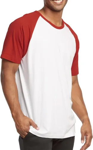 Vista 30 de Camiseta de béisbol raglán para hombre, de algodón, dos tonos, casual, atlética