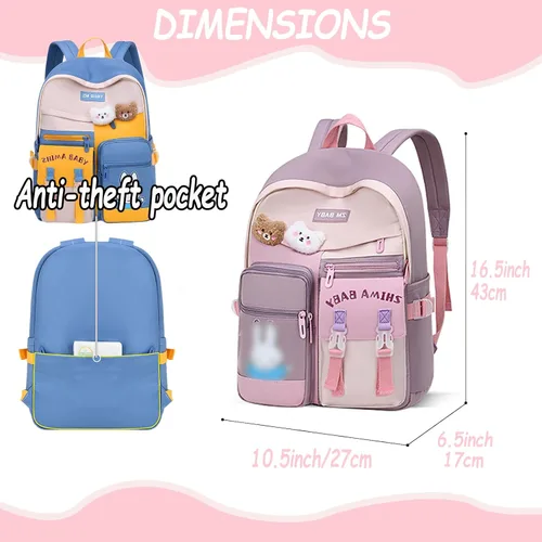 Vista 3 de ACEIOT Mochila para niñas, mochila Kawaii para niños con lonchera y estuche para lápices, mochilas escolares para niñas, Mochilas Escolares