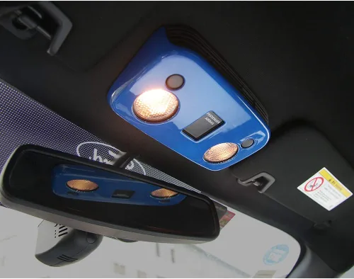 Vista 2 de Lámpara de lectura para coche, cubierta de marco para decoración interior de Ford Mustang 2015-2017 (azul)