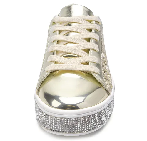 Vista 3 de UUBARIS Tenis con purpurina para mujer, diseño floral, elegante, con diamantes de imitación, para boda, novia, zapatos de lentejuelas brillantes