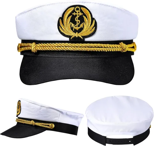 Vista 3 de SATINIOR Gorra de capitán de yate 2 piezas color azul marino para niños
