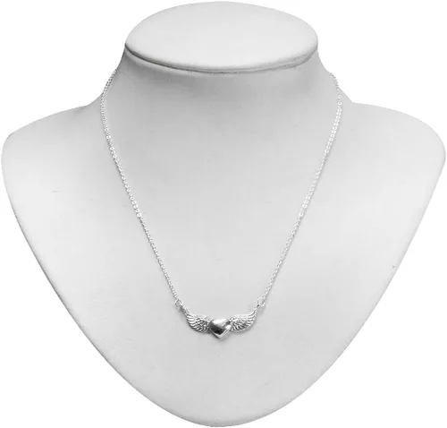 Vista 2 de Colgante de plata de ley 925, diseño de corazón con alas de ángel, con cadena de 40,64 a 18.0in