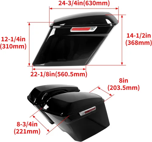 Vista 2 de ECOTRIC - Alforjas rígidas extendidas de 5 pulgadas para maletero, compatibles con todos los modelos Harley Davidson Road King Glide Softail Touring