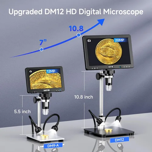 Vista 8 de Hayve DM12 Microscopio digital HDMI de 10.1 pulgadas, microscopio de monedas 2000X con pantalla IPS, microscopios de soldadura de 20 MP