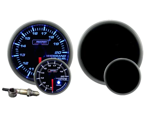 Vista 9 de Prosport Performance Medidor de relación de combustible aire de banda ancha Crystal Blue Series Lente ámbar/blanco transparente con puntero blanco